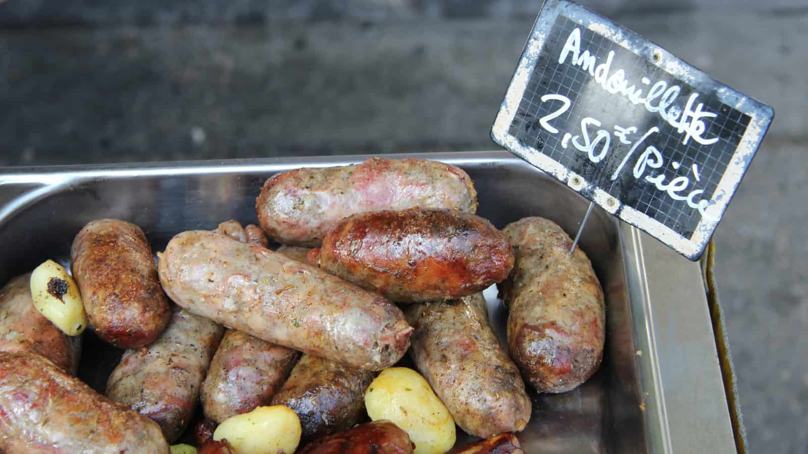 Andouillette sausages in a platter
