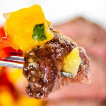 Tri-tip with Pineapple Mango Red Pepper Salsa.