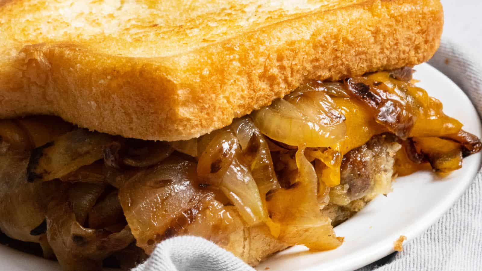Chicken Fried Steak Patty Melt whole on a plate.