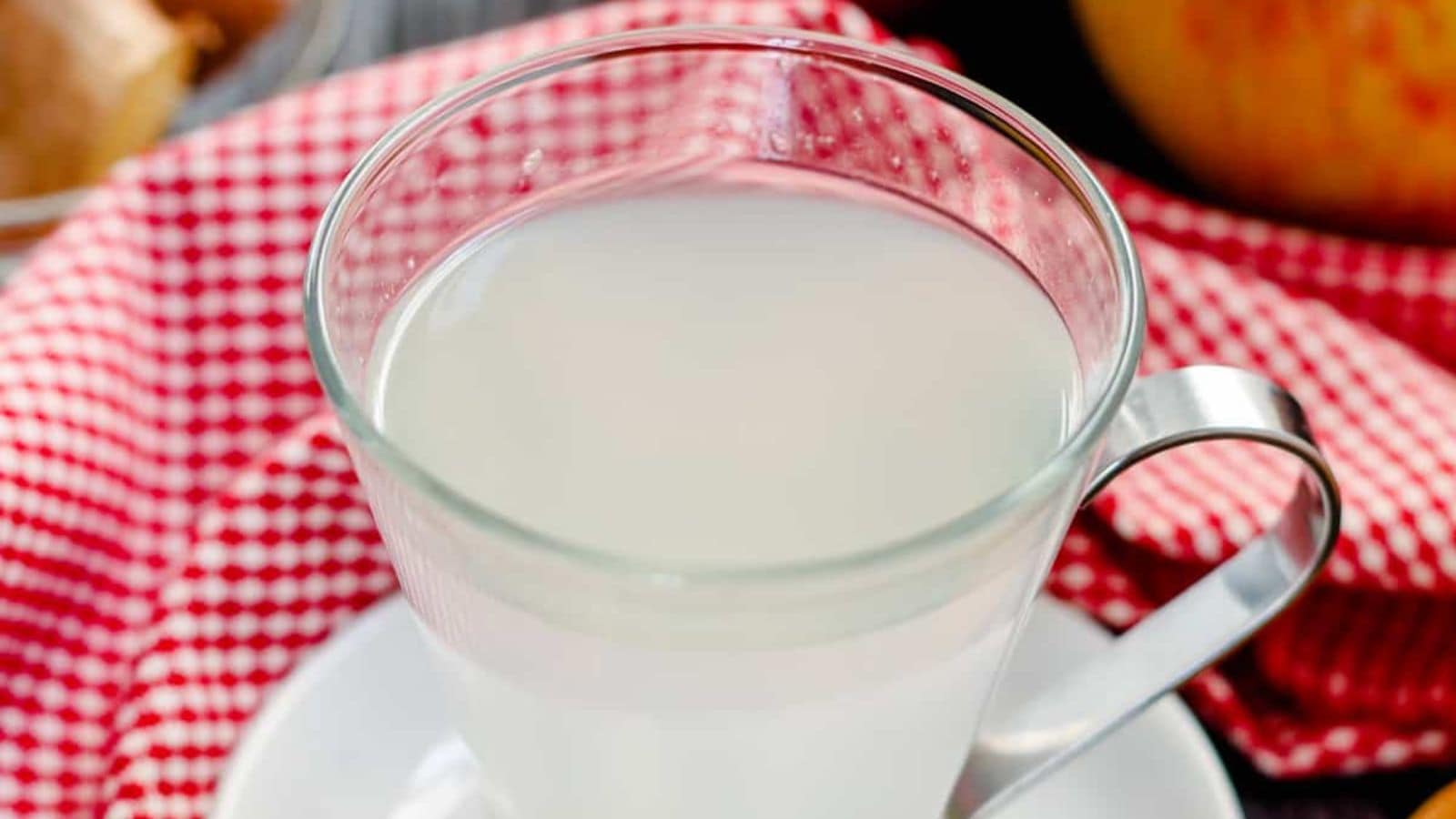 A mug of ginger apple tea.