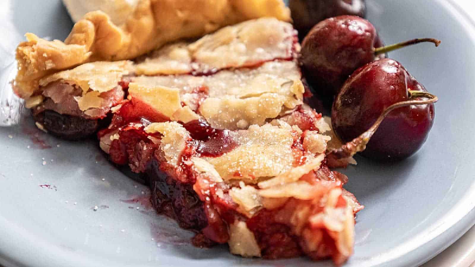 Cherry pandowdy in a baking pan.