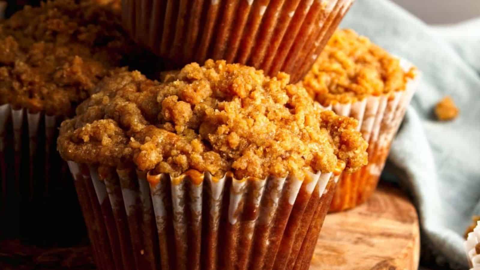 Sweet potato muffins on a cooling rack.