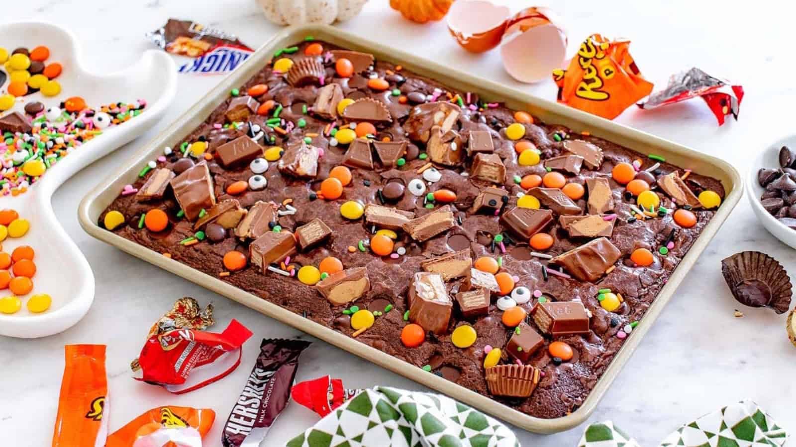 A tray of chocolate.