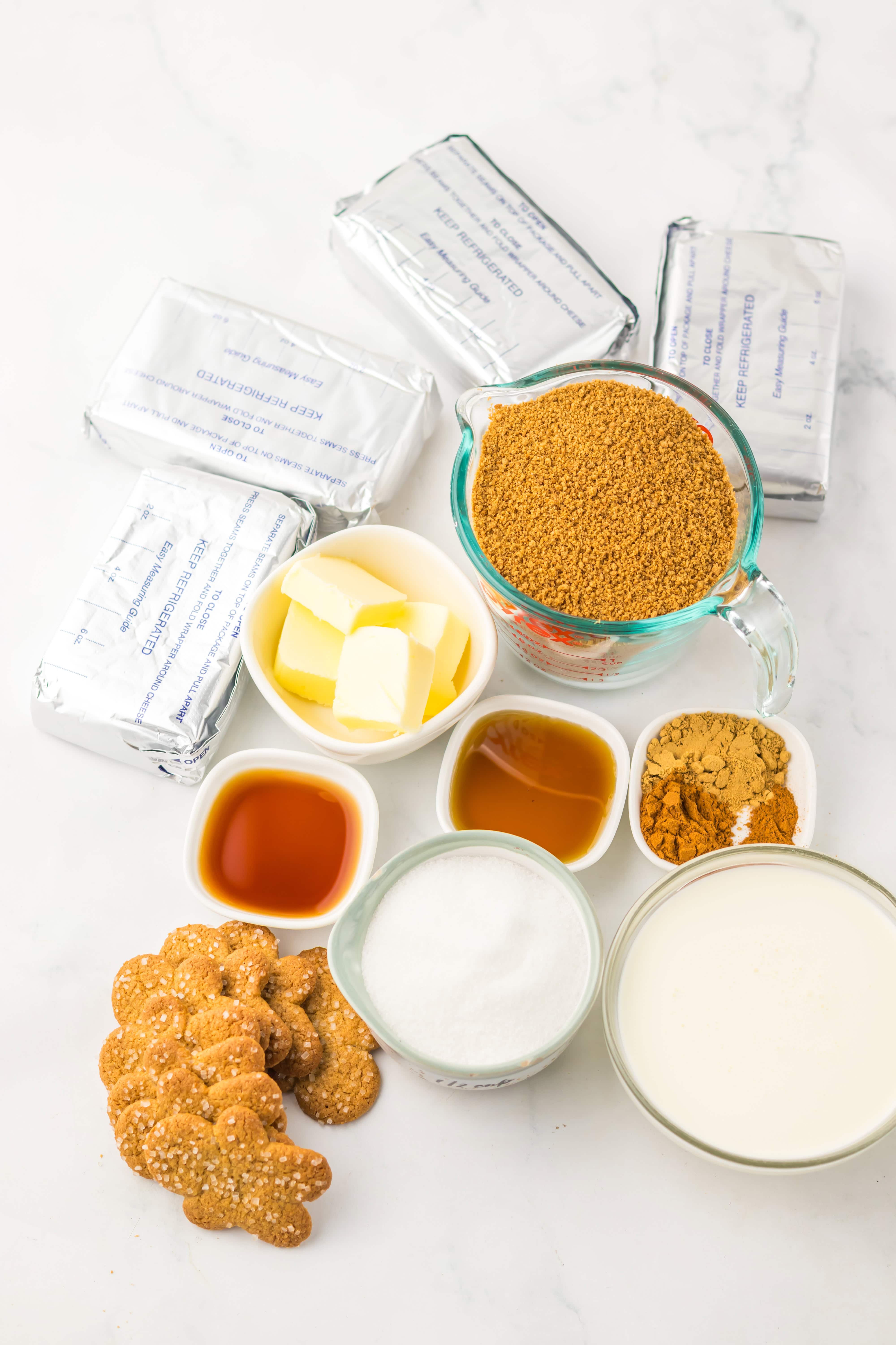 Blocks of cream cheese, brown sugar, butter, vanilla, spices, sugar, gingersnap cookies, and heavy cream come together in this delicious No Bake Gingerbread Cheesecake.