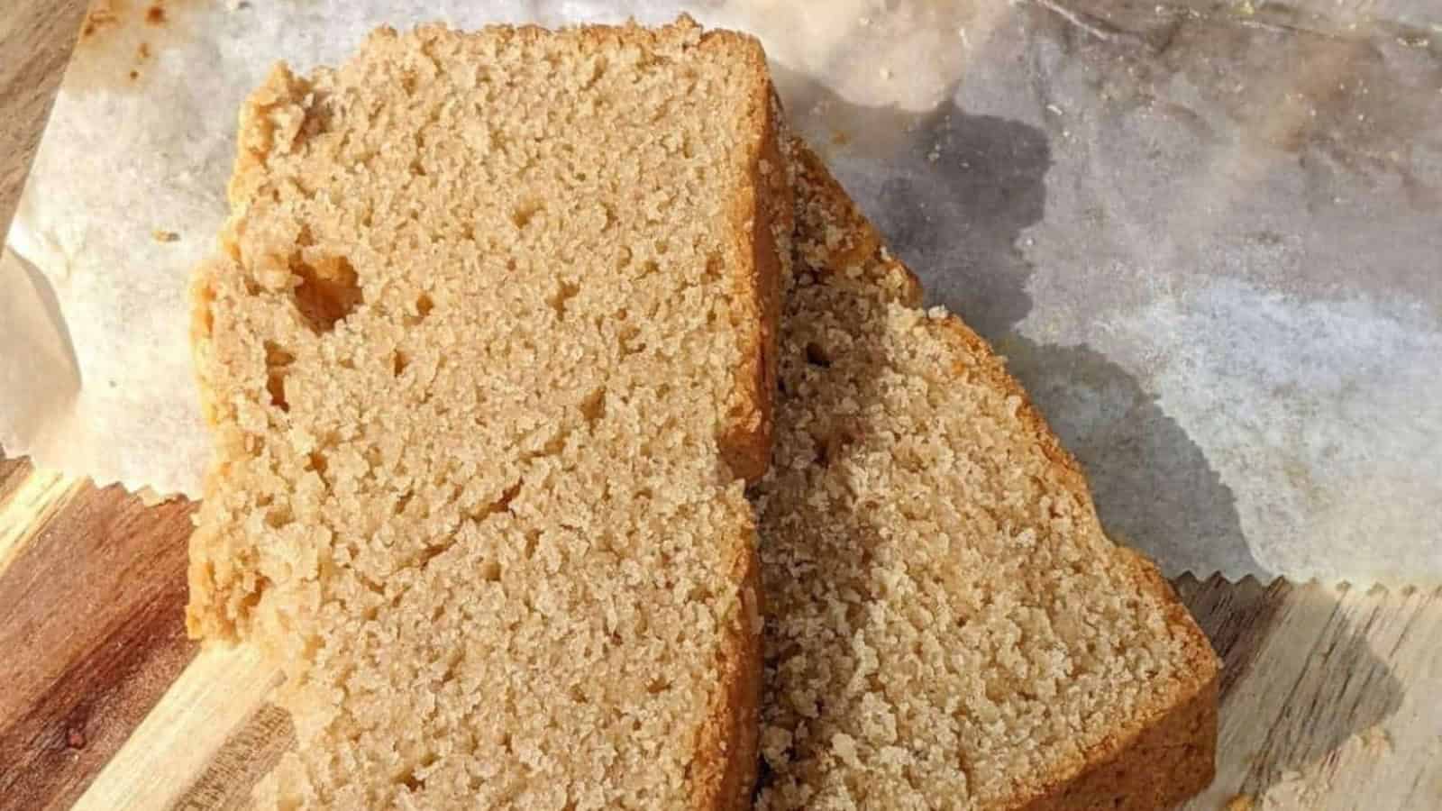 Peanut butter bread slices.