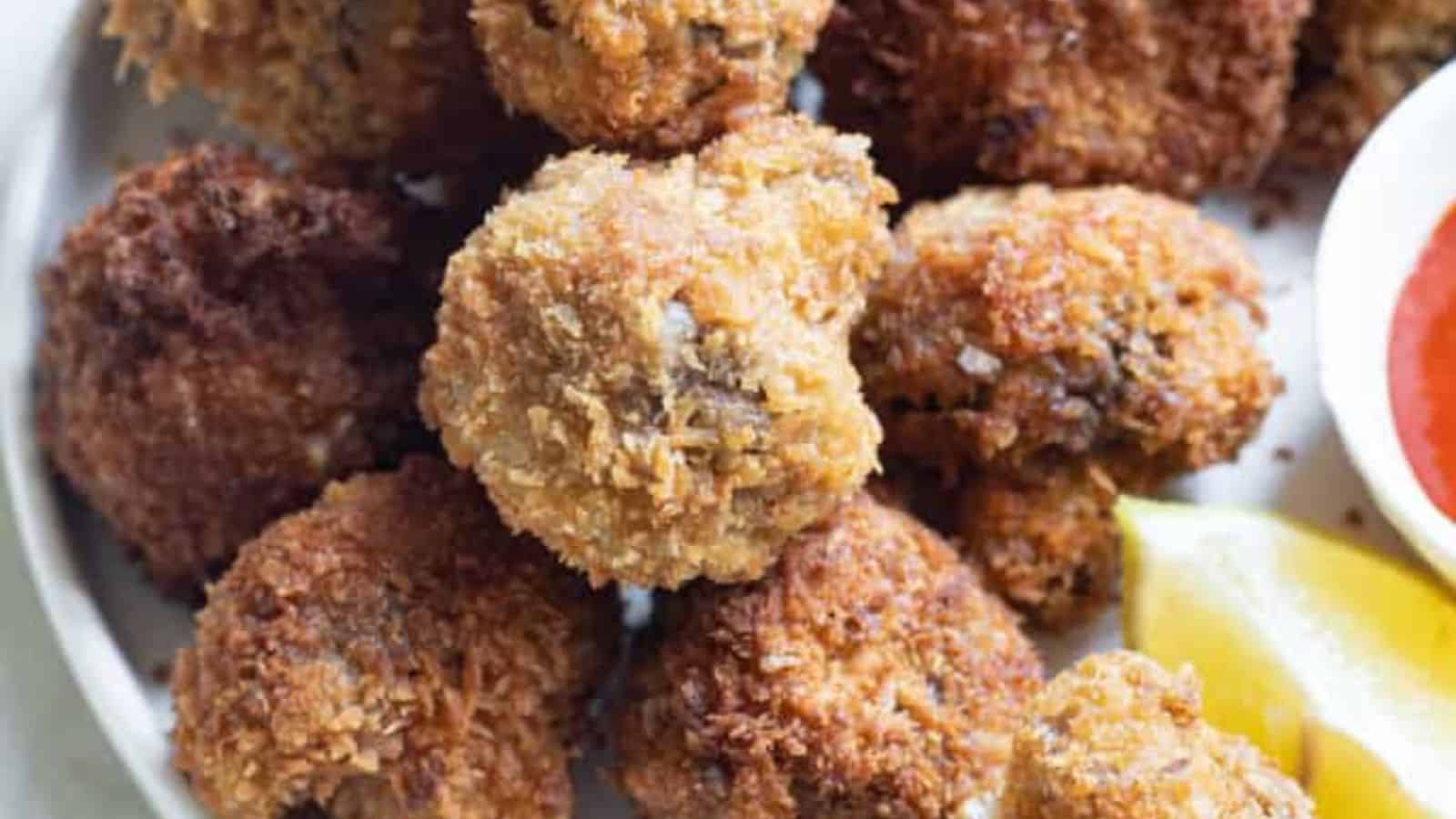 A platter of air fryer mushrooms.