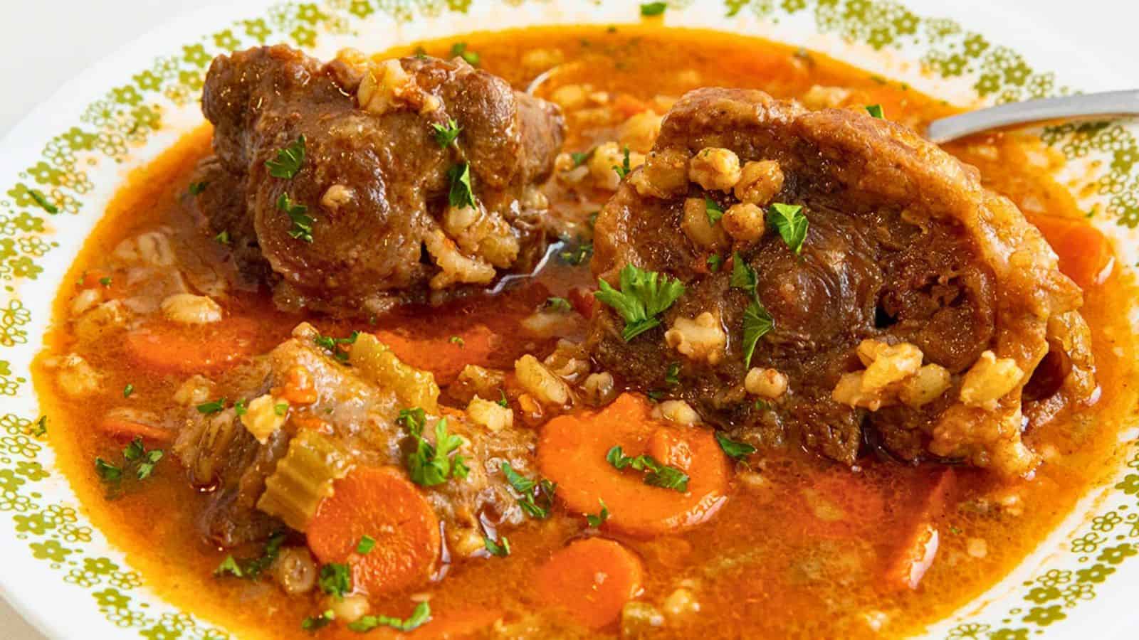 A bowl of oxtail soup.