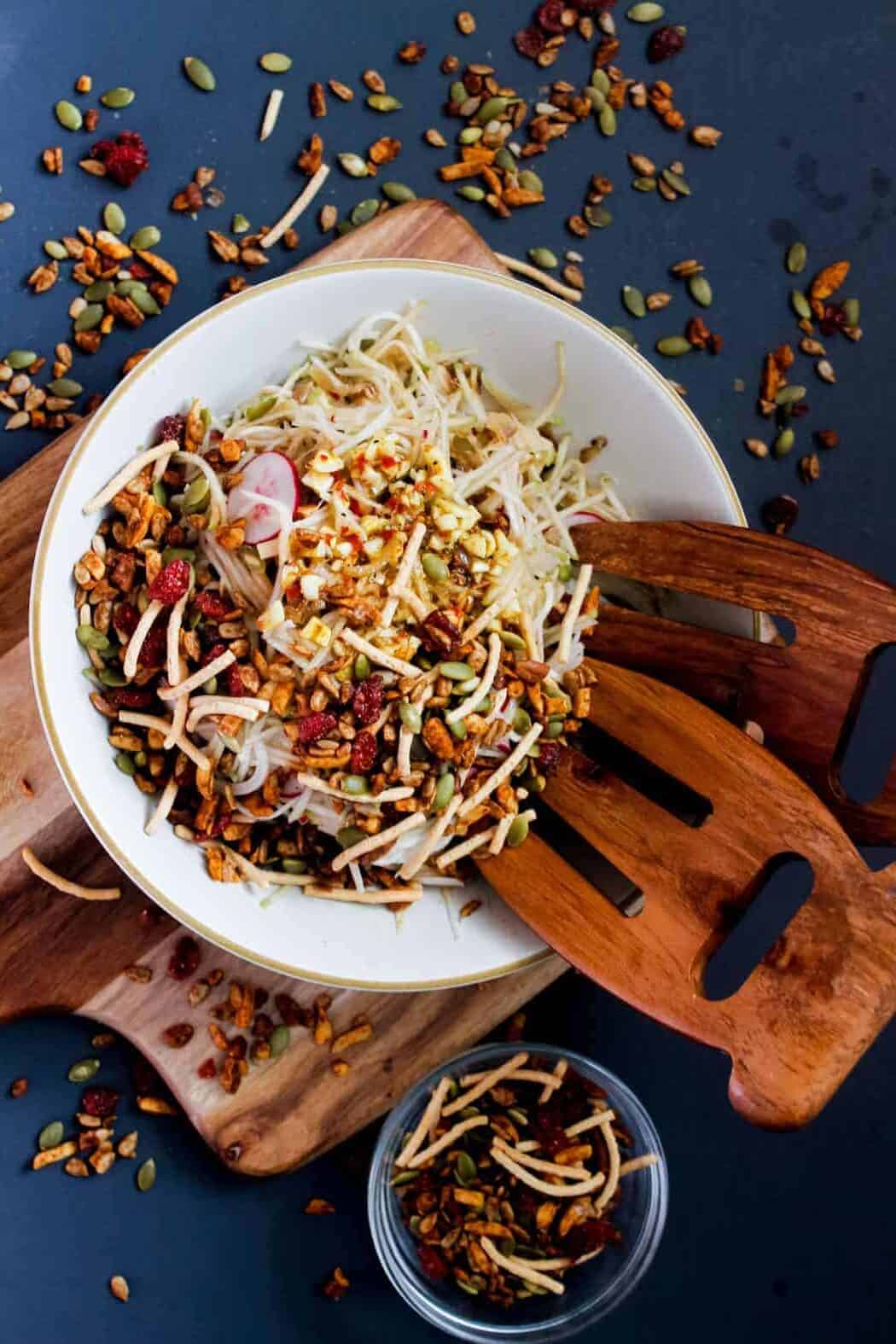 Russian-Korean-style-kohlrabi-salad-with-apples-radishes-and-spicy-salad-topper