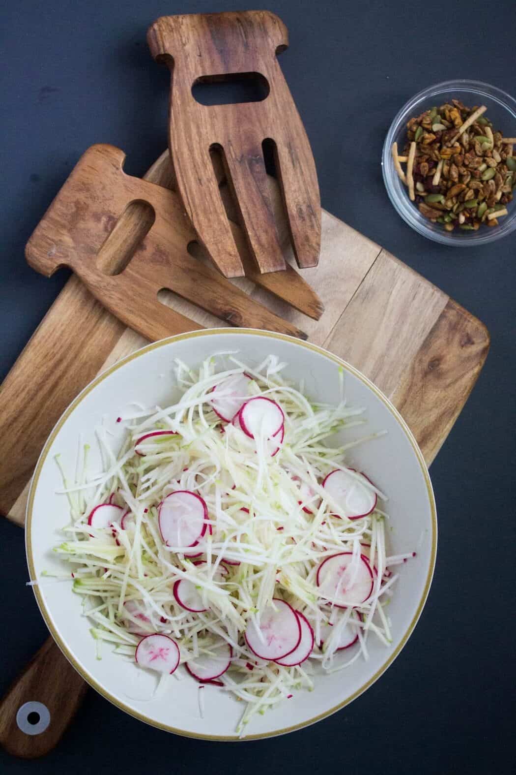 Russian-Korean-style-kohlrabi-salad-with-apples-radishes-and-spicy-salad-topper
