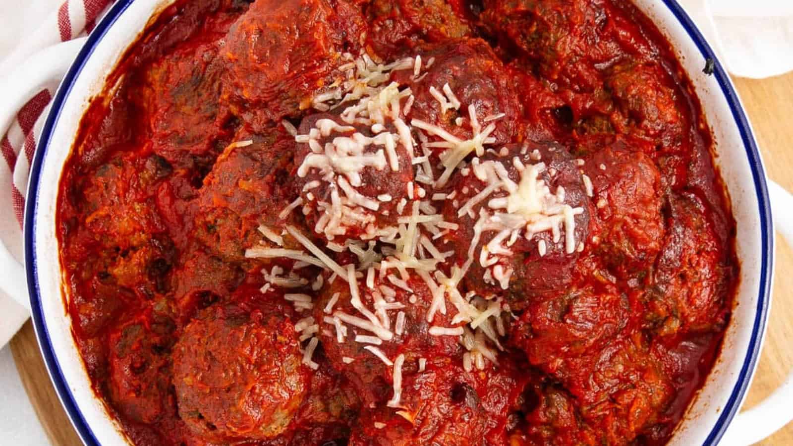 Ground beef and eggplant meatballs served as a hearty homemade dinner.