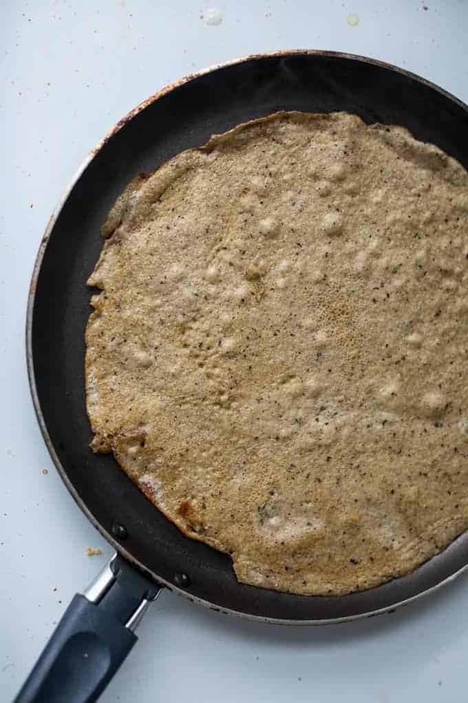 Buckwheat crepes with ricotta and thyme peach confiture