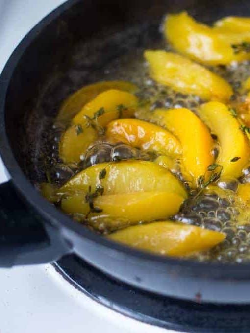 Buckwheat crepes with ricotta and thyme peach confiture