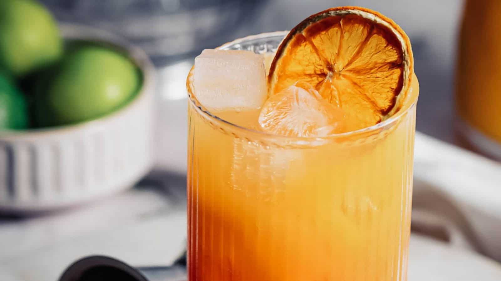 Madras cocktail served with cranberry juice and an orange garnish.