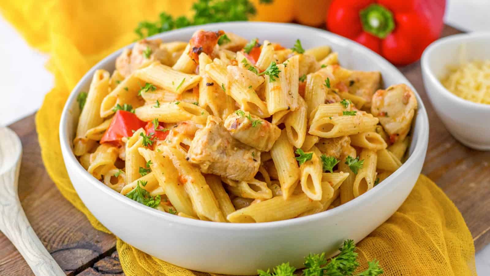 Crock Pot Cajun Chicken Pasta in a bowl.